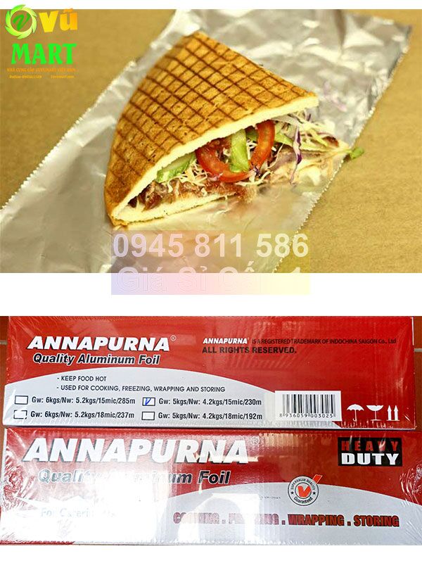 Giấy bạc giữ nhiệt bánh mì DONER KEBAB Màng nhôm gói Bánh Mì 5kg 6kg khổ 30cm, 45cm - Chính Hãng Goodfoil Annapurna 4
