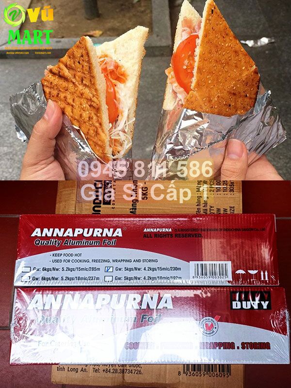 Giấy bạc gói bánh mì 5kg Màng nhôm gói Bánh Mì 5kg 6kg khổ 30cm, 45cm - Chính Hãng Goodfoil Annapurna 2