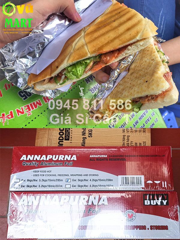 Giấy bạc gói bánh mì thổ nhĩ kỳ Màng nhôm gói Bánh Mì 5kg 6kg khổ 30cm, 45cm - Chính Hãng Goodfoil Annapurna 9